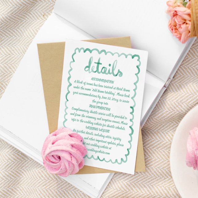 Carte D'accompagnement Main amusante Whimsical Illustrated Olive Green Fr (Créateur téléchargé)