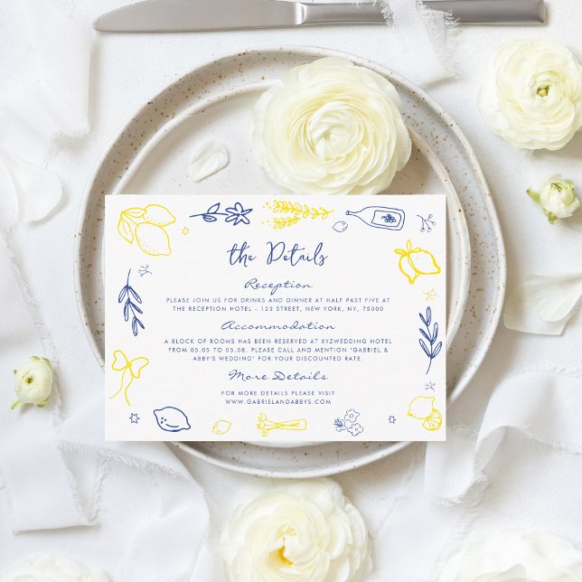 Carte D'accompagnement Main Drake Italian Handwriting Détails du Mariage (Créateur téléchargé)