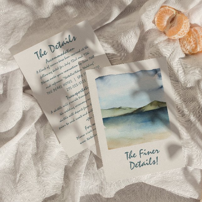 Carte D'accompagnement Main Drawn Beach View Retro Unique Détails du Mari (Créateur téléchargé)