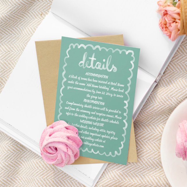 Carte D'accompagnement Main lunaire Illustré Olive Green Cadre blanc (Créateur téléchargé)