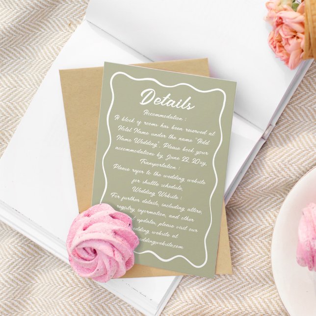 Carte D'accompagnement Main Wavy Frame Drake Script Olive Green (Créateur téléchargé)