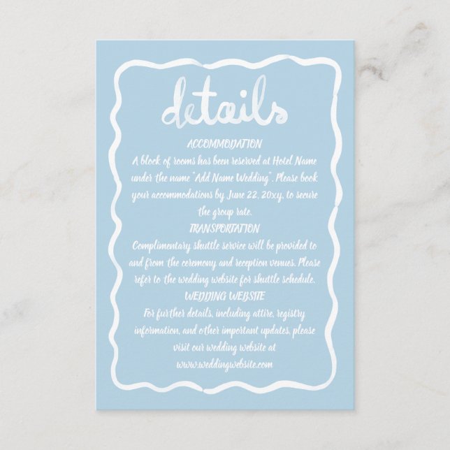 Carte D'accompagnement Main Whimsical Tirée Vave Bleu Bleu clair Cadre (Devant)