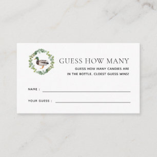 Carte D'accompagnement Mallard Duck Baby shower Devine Combien De Jeu