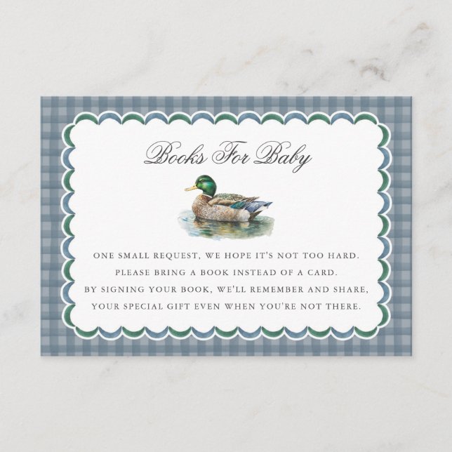 Carte D'accompagnement Mallard Duck Hunter En vichy Livres pour Baby Card (Devant)