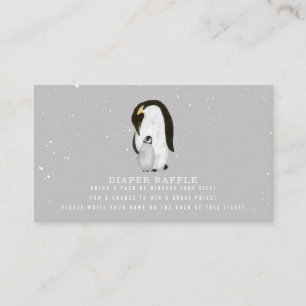 Carte D'accompagnement Mama Et Bébé Penguin Gris Bébé Déchets Raffle
