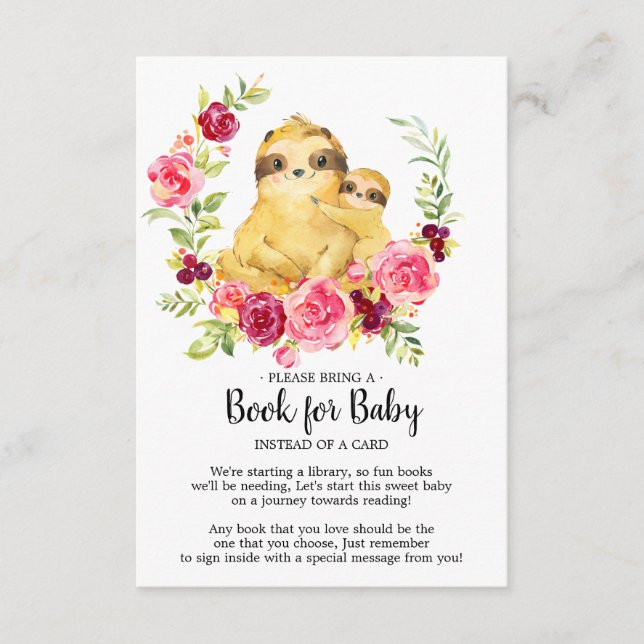 Carte D'accompagnement Maman & Baby Sloth Shower Book for Baby Card (Devant)