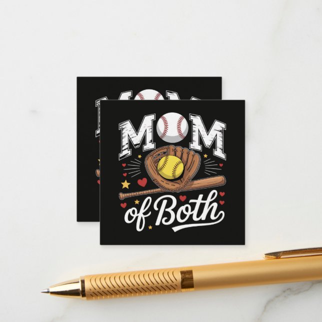 Carte D'accompagnement Maman de jour de match de baseball et softball  (Devant/Arrière en situation)