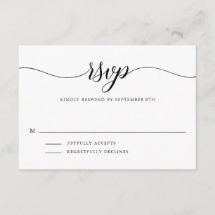Carte D'accompagnement Manuscrit simple noir et blanc RSVP des rayures