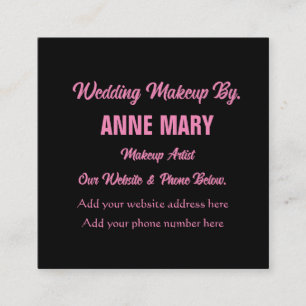 Carte D'accompagnement Maquillage Mariage rose pâle Nom de l'artiste