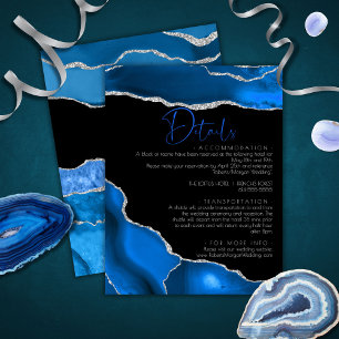 Carte D'accompagnement Marble Agate Royal blue mariage Détails