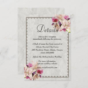 Carte D'accompagnement Marbre Floral Lily blanche Détails du Mariage