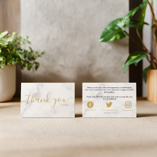 Carte D'accompagnement Marbre or et blanc, client merci