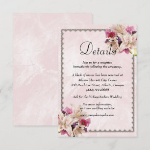 Carte D'accompagnement Marbre rose blanc Lily Détails du Mariage