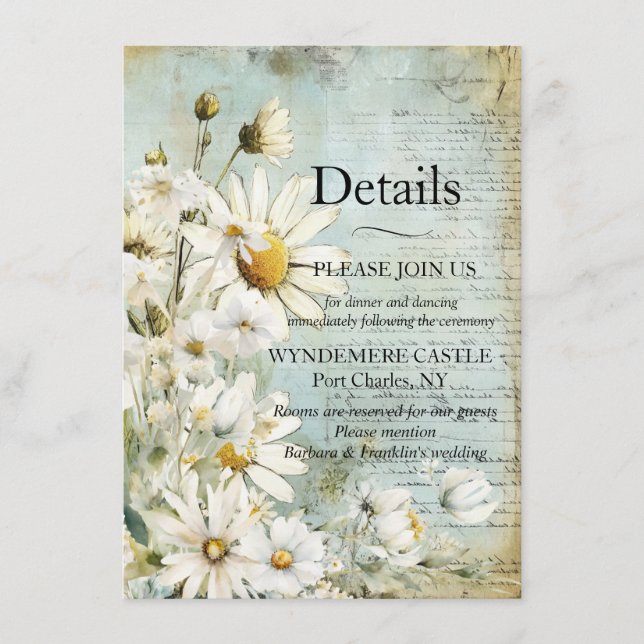 Carte D'accompagnement Marguerite blanche élégante (Devant)
