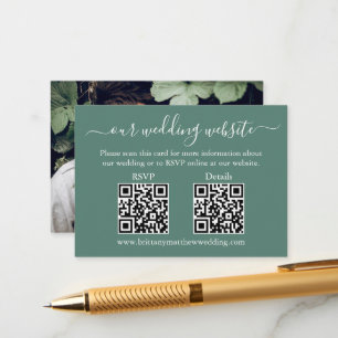 Carte D'accompagnement Mariage 2 QR RSVP Détails Photo Eucalyptus Green