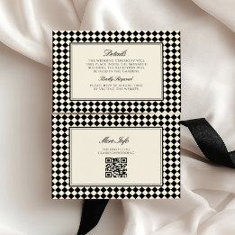 Carte D'accompagnement Mariage à carreaux de diamant rétro à l'ancienne