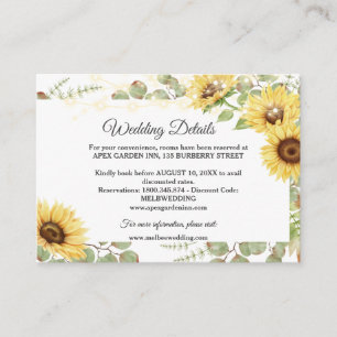 Carte D'accompagnement Mariage à cordes Eucalyptus de tournesol vert