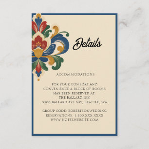 Carte D'accompagnement Mariage à la Rosemaling norvégienne Détail de l'
