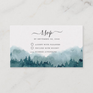 Carte D'accompagnement Mariage à l'aquarelle de la forêt RSVP