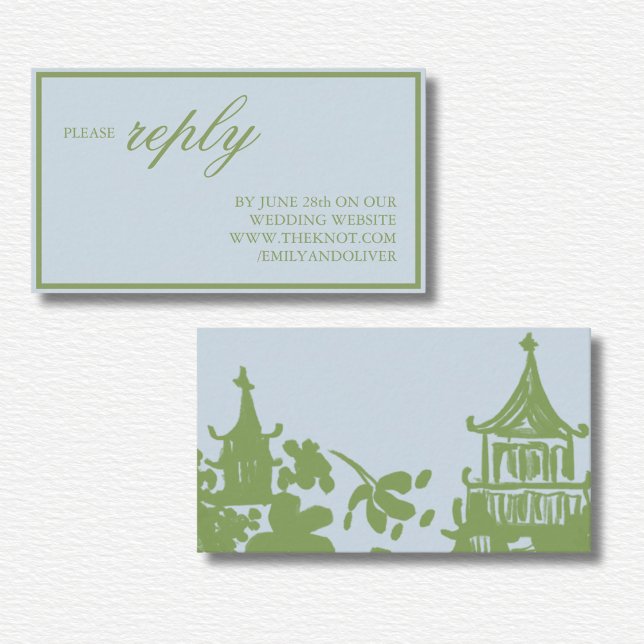 Carte D'accompagnement Mariage à l'aquarelle florale bleu vert  (Créateur téléchargé)