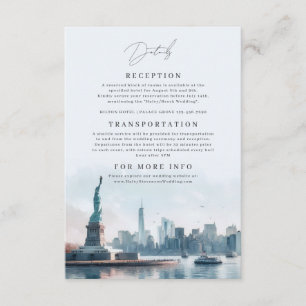 Carte D'accompagnement Mariage à New York avec Illustration Aquarelle de 