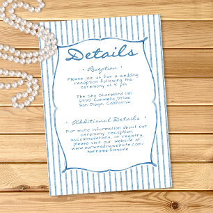 Carte D'accompagnement Mariage à rayures et nœud bleu aquarelle fantaisis