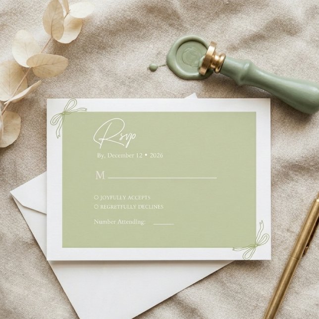 Carte D'accompagnement Mariage à ruban vert sauge  (Créateur téléchargé)