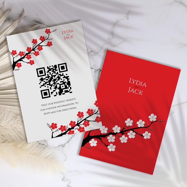 Carte D'accompagnement Mariage à thème Red Cherry Blossom (Créateur téléchargé)