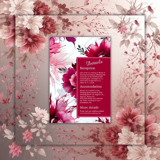 Carte D'accompagnement mariage abstrait romantique rose d'été en fleurs (Créateur téléchargé)