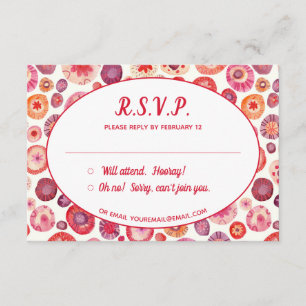 Carte D'accompagnement Mariage Abstrait rose Floral Motif RSVP