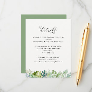 Carte D'accompagnement Mariage-Aquarelle Détails sur la verdure et le feu