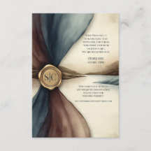 Mariage aquarelle ombré prune et bleu avec sceau