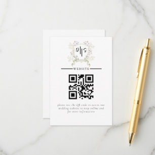 Carte D'accompagnement Mariage Armoirie Monogramme Fleur Sauvage Crépuscu