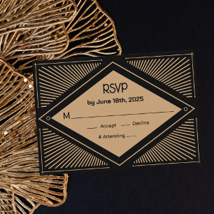 Carte D'accompagnement Mariage Art Déco RSVP