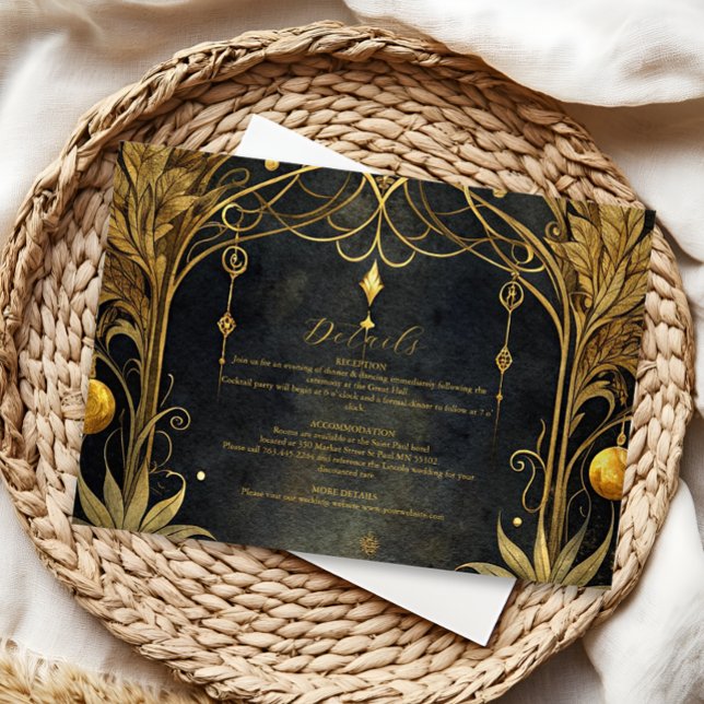 Carte D'accompagnement Mariage Art nouveau Black Gold (Créateur téléchargé)