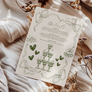 Carte D'accompagnement Mariage artistique avec doodles rétro fantaisistes