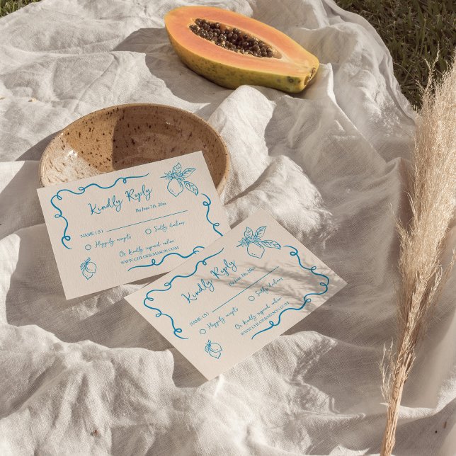 Carte D'accompagnement Mariage au citron tiré à la main RSVP (Créateur téléchargé)