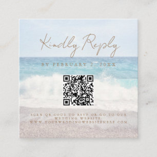 Carte D'accompagnement Mariage au coucher de soleil sur la plage Scan Cod