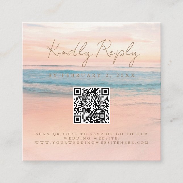 Carte D'accompagnement Mariage au coucher du soleil sur la plage Code Sca (Devant)