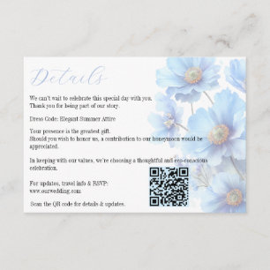 Carte D'accompagnement Mariage au Jardin de Pavots de l'Himalaya Bleu Cla