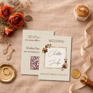 Carte D'accompagnement Mariage Automnal Élégant et Romantique Rose Rouill