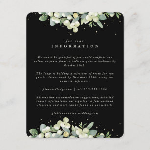 Carte D'accompagnement Mariage aux détails de Sueur de neige noire + Euca