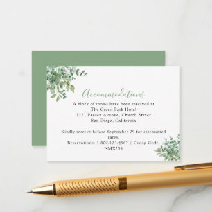Carte D'accompagnement Mariage aux feuilles d'eucalyptus