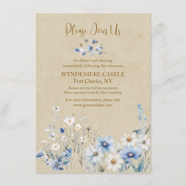 Carte D'accompagnement Mariage aux fleurs sauvages (Devant)