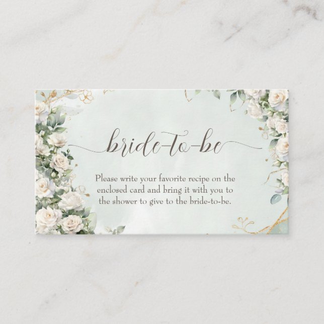 Carte D'accompagnement Mariage aux Roses Blanches Élégantes  (Devant)