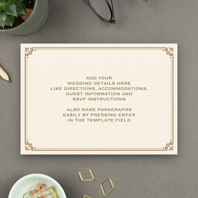 Carte D'accompagnement Mariage avec bordure crème et or (Créateur téléchargé)
