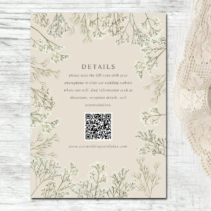Carte D'accompagnement Mariage beige du souffle du bébé Détails QR Code