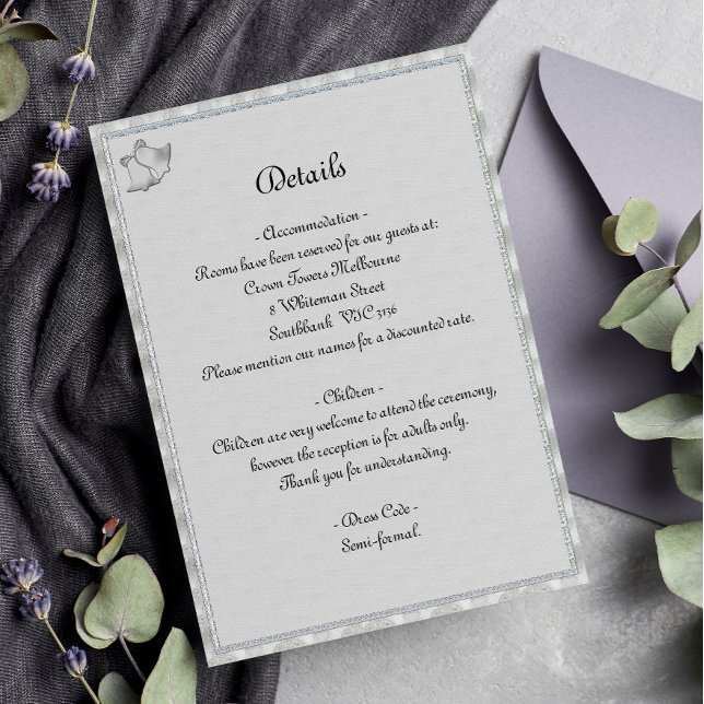 Carte D'accompagnement Mariage Bells Elegant Silver Détails du Mariage (Créateur téléchargé)