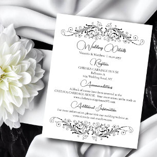 Carte D'accompagnement Mariage Black and White Flouring Elegance Détails