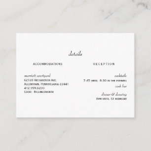 Carte D'accompagnement Mariage blanc - Détails Espèces